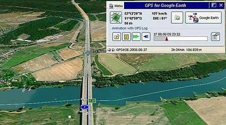 Screenshot vom Programm: GPS for Google Earth